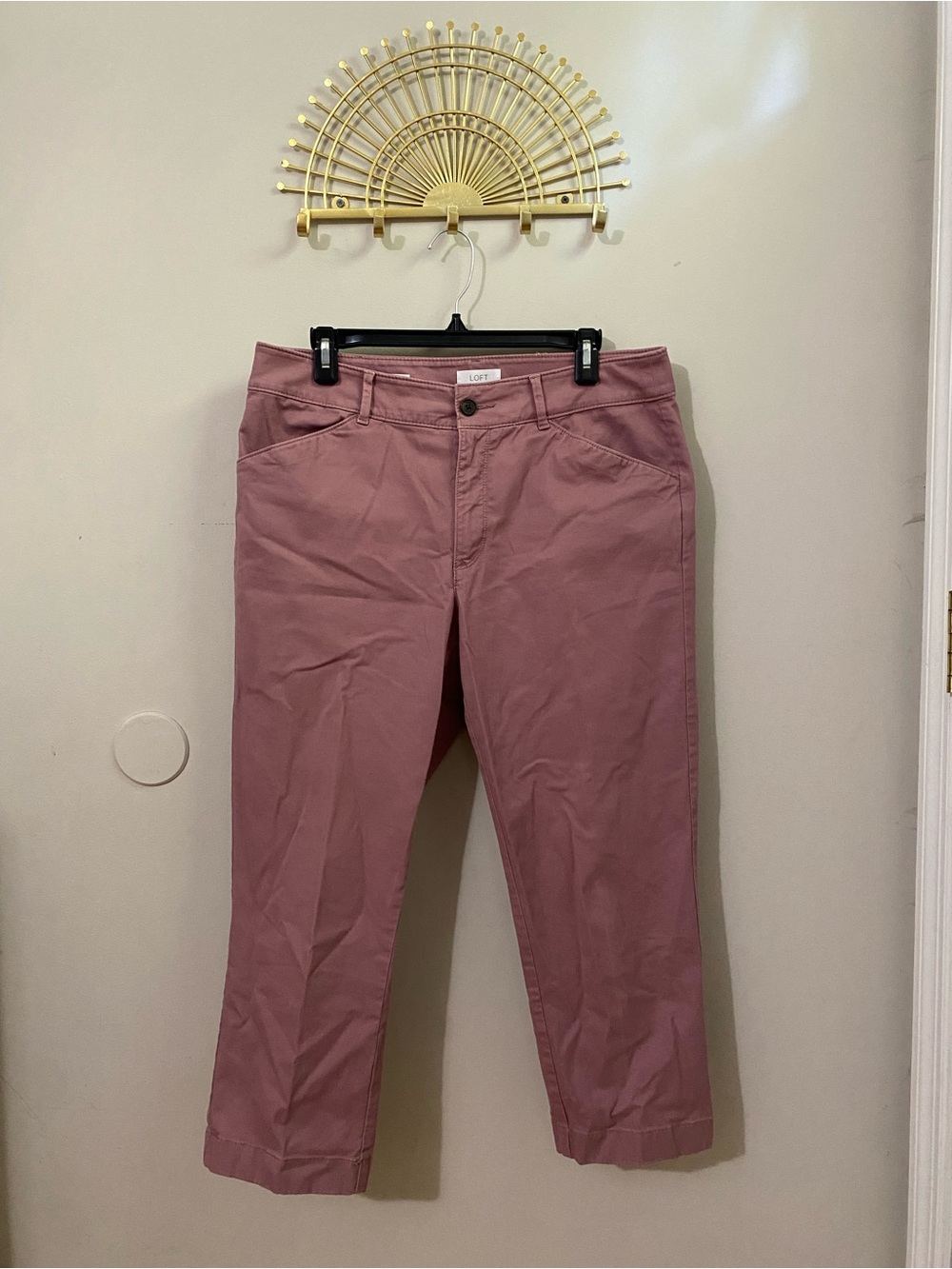 LOFT Mauve Rose Cropped Straight Pants